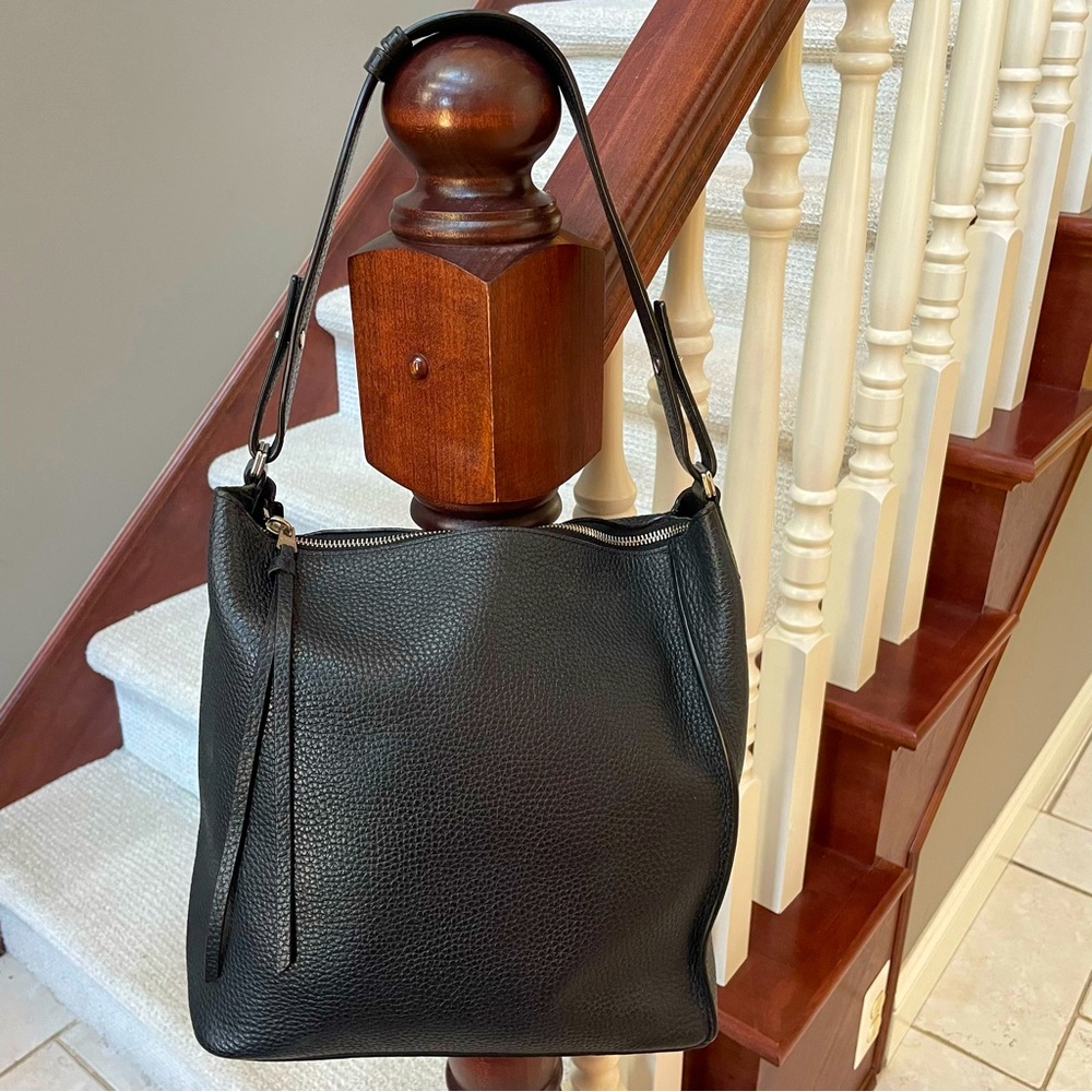 All Saints Black Leather Shoulder Bag